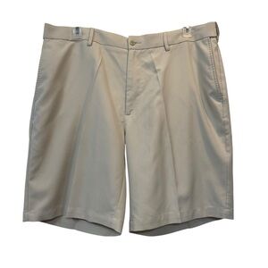 Grand Slam Men's size 40 Performance Golf Flat-Front Shorts in Khaki Stretch